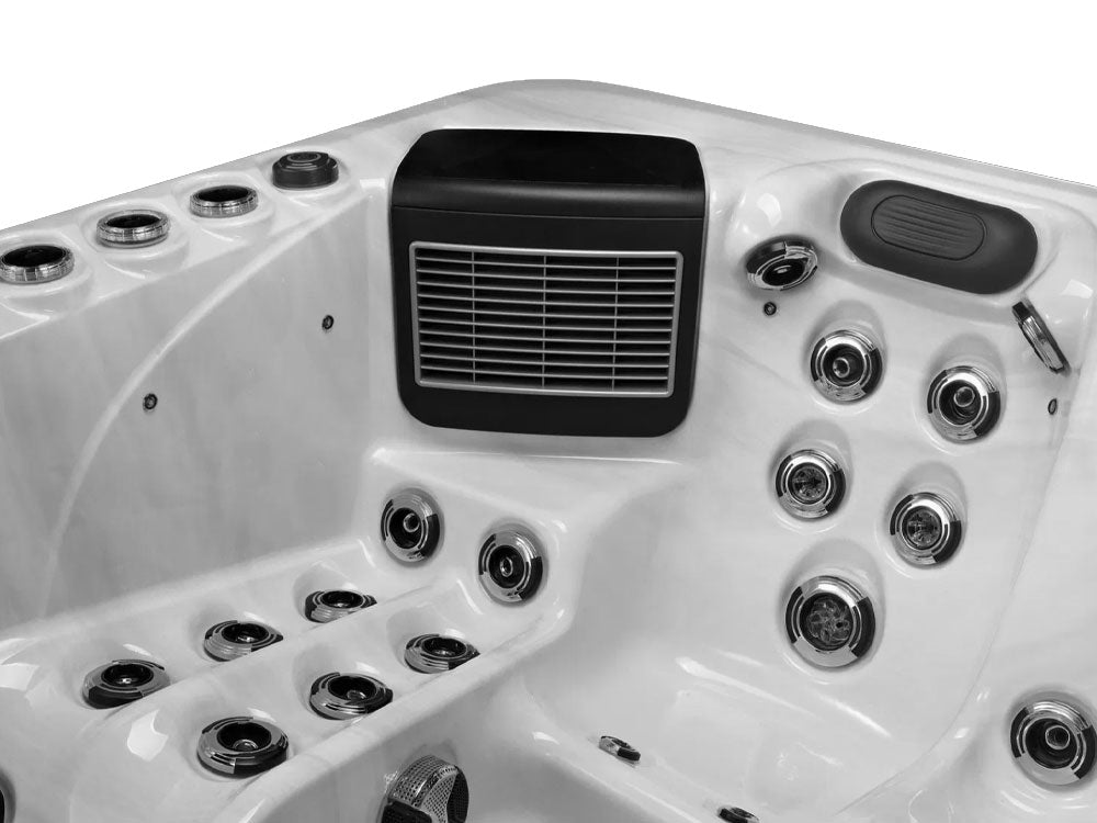 SR8115B - 48 Jets, 3 Seats, Single Upright Seat with a Dual Lounge, and UV/OZONE Systems