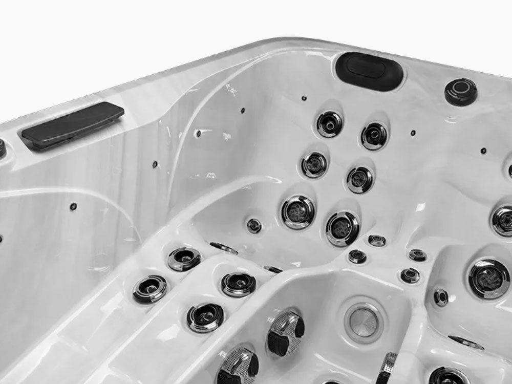 SR8115B - 48 Jets, 3 Seats, Single Upright Seat with a Dual Lounge, and UV/OZONE Systems