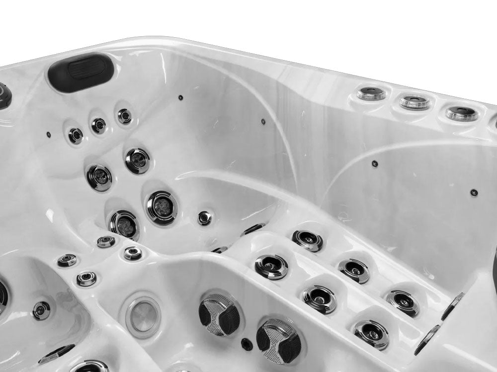 SR8115B - 48 Jets, 3 Seats, Single Upright Seat with a Dual Lounge, and UV/OZONE Systems